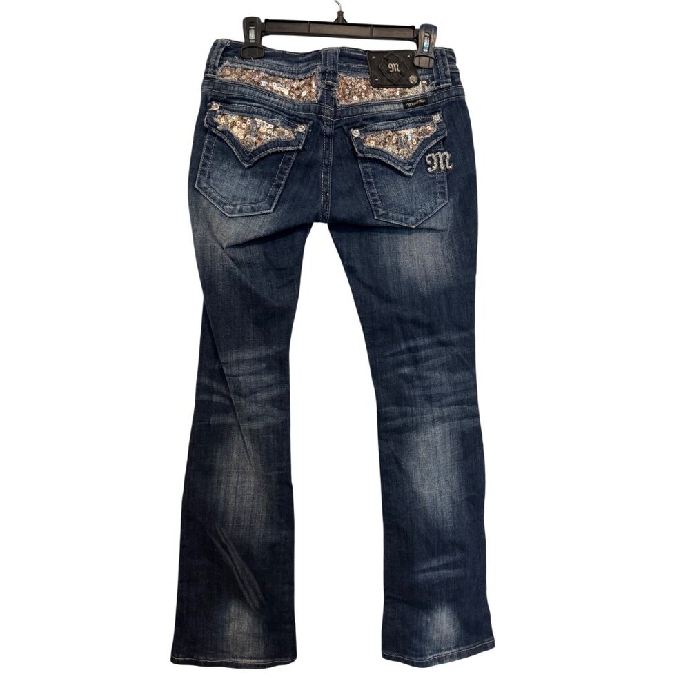 Miss Me Bootcut Jeans Womens Size 28 Dark Wash Distressed Medium Blue Denim